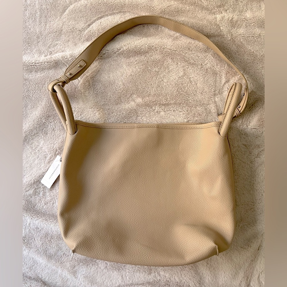 NWT Anthropologie Loop Handle Bucket Bag Taupe Ve… - image 9